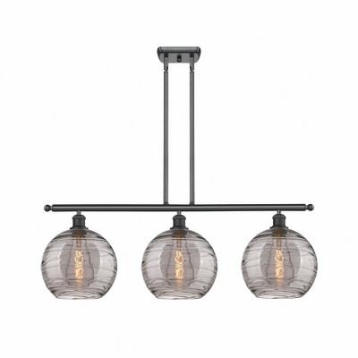 Athens Deco Swirl - 3 Light Stem Hung Island In Industrial Style-12.13 Inches Tall and 36.5 Inches Wide