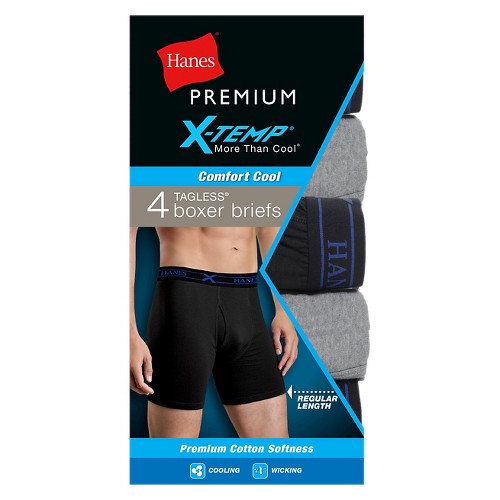 Hanes Premium Men's 4pk Xtemp Boxer Briefs - Black/Gray L, Men's, Size: Large