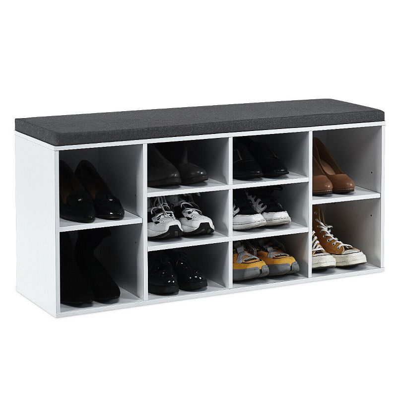 Tangkula Adjustable 10-Cube Organizer Bench Entryway Padded Shoe Storage Bench, 4 of 6