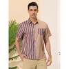 Lars Amadeus Men's Summer Striped Patchwork Short Sleeves Button Down Hawaiian Shirt - 2 of 4