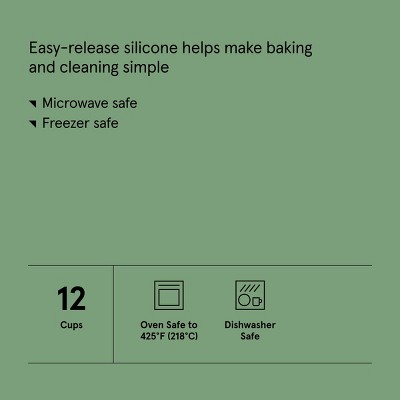 12ct Silicone Muffin Pan Blue - Figmint™:Oven & Dishwasher Safe, 10-Year Warranty