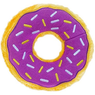 ZippyPaws - Original Donutz No Stuffing Squeaky Plush Dog Toy - Grape Jelly