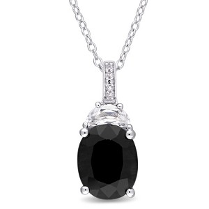 EVERLY JEWELRY | Sterling Silver 0.015 CT TW Diamond And 4 CT TGW Black Sapphire Created White Sapphire Fashion Pendant With Chain, 18-inch - 1 of 4