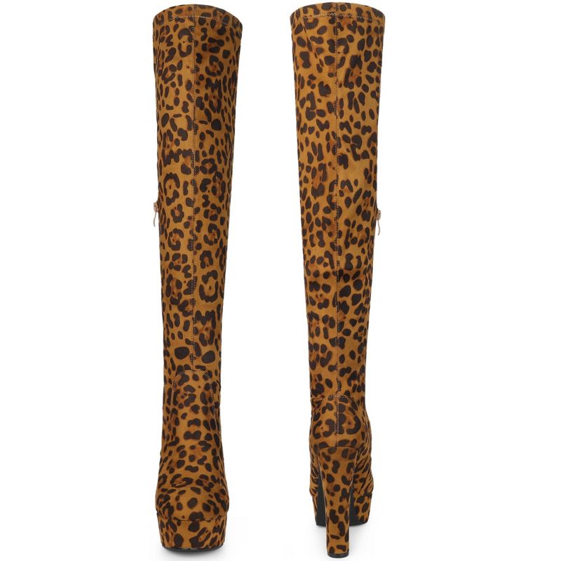 Perphy Women's Platform Chunky Heel Round Toe Over the Knee Thigh High Boots, 2 of 4