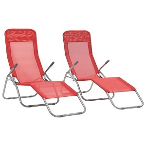 vidaXL Folding Sun Loungers 2 pcs Textilene Red - 1 of 4
