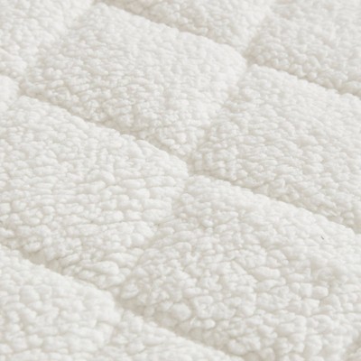Twin White Heated Sherpa Mattress Pad with Secure Comfort
