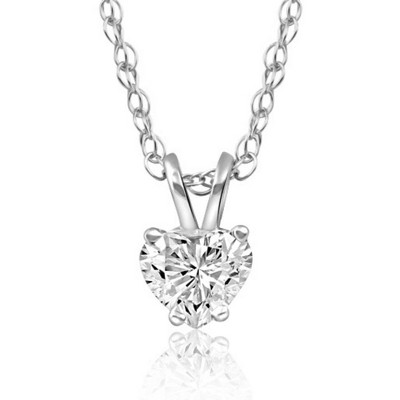 Pompeii3 1/2 Ct Heart shape Diamond Solitaire Necklace 14k Pendant Lab Created