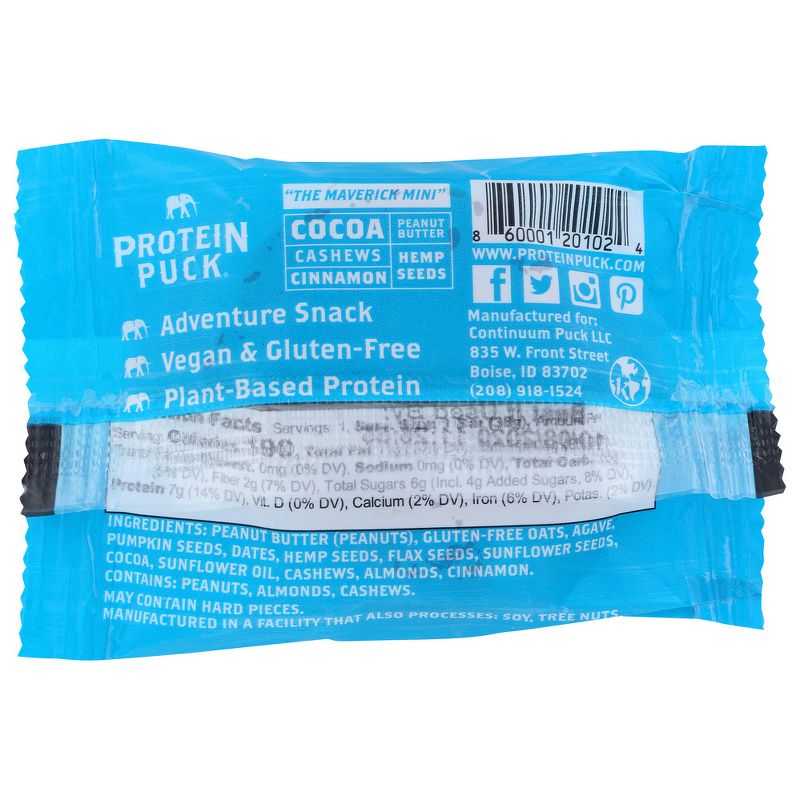 Protein Puck Mini Cocoa Cashews Cinnamon Plant-Based Protein Bar - 12 bars, 1.34 oz, 3 of 5