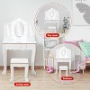 Children's Dressing Table, White Princess Girls Dressing Table, Wooden Dressing Table Set with Touch Lights, Mirror, Stool, Bedroom - 4 of 4