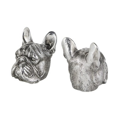HomeRoots Set of Two 6" Silver Metal Dog Decorative Bookends