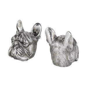HomeRoots Set of Two 6" Silver Metal Dog Decorative Bookends - 1 of 4