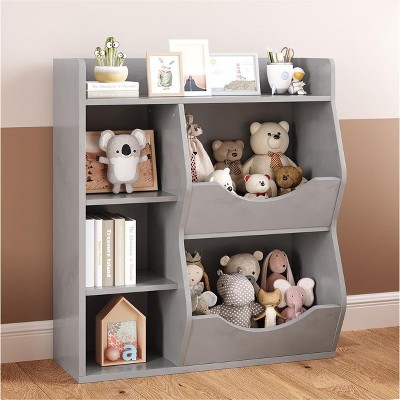 5-Cubby Kids Bookshelf & Playful Bookcase for Boys and Girls, Toy Storage Organizer for Books and Toys