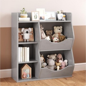 5-Cubby Kids Bookshelf & Playful Bookcase for Boys and Girls, Toy Storage Organizer for Books and Toys - 1 of 4
