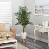 Nearly Natural 70-in Golden Cane Artificial Palm Tree in White Planter with Stand - 3 of 3