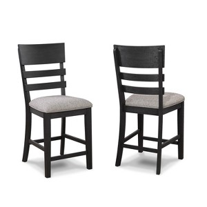 Gulches Contemporary Style Counter Height Chair Set of 2, Gray/Black Finish, Upholstered Seat, Ladder Back, 42" H - 1 of 4