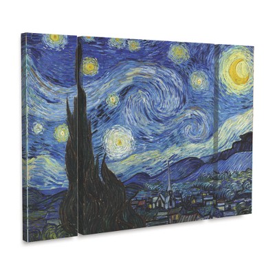 Trademark Fine Art -Vincent van Gogh 'Starry Night' Multi Panel Art Set Large 3 Piece