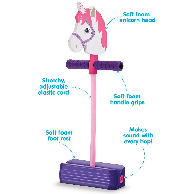 Kidoozie Foam Unicorn Pogo Jumper, Indoor & Outdoor Play, Encourages an Active Lifestyle, Makes Squeaky Sounds, 250 Pound Capacity - Ages 4+, 5 of 7