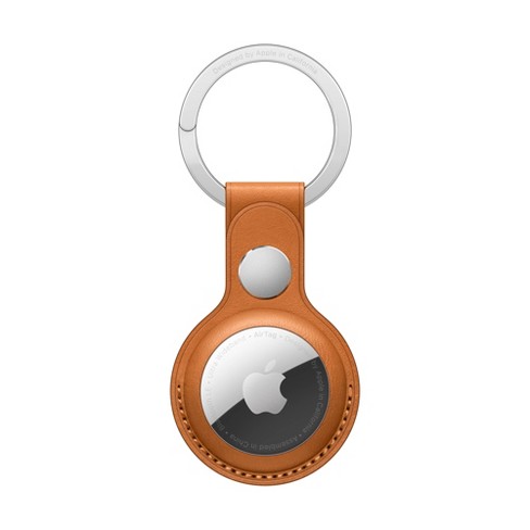 Apple Airtag Target Brown Leather Golden : Ring - Key