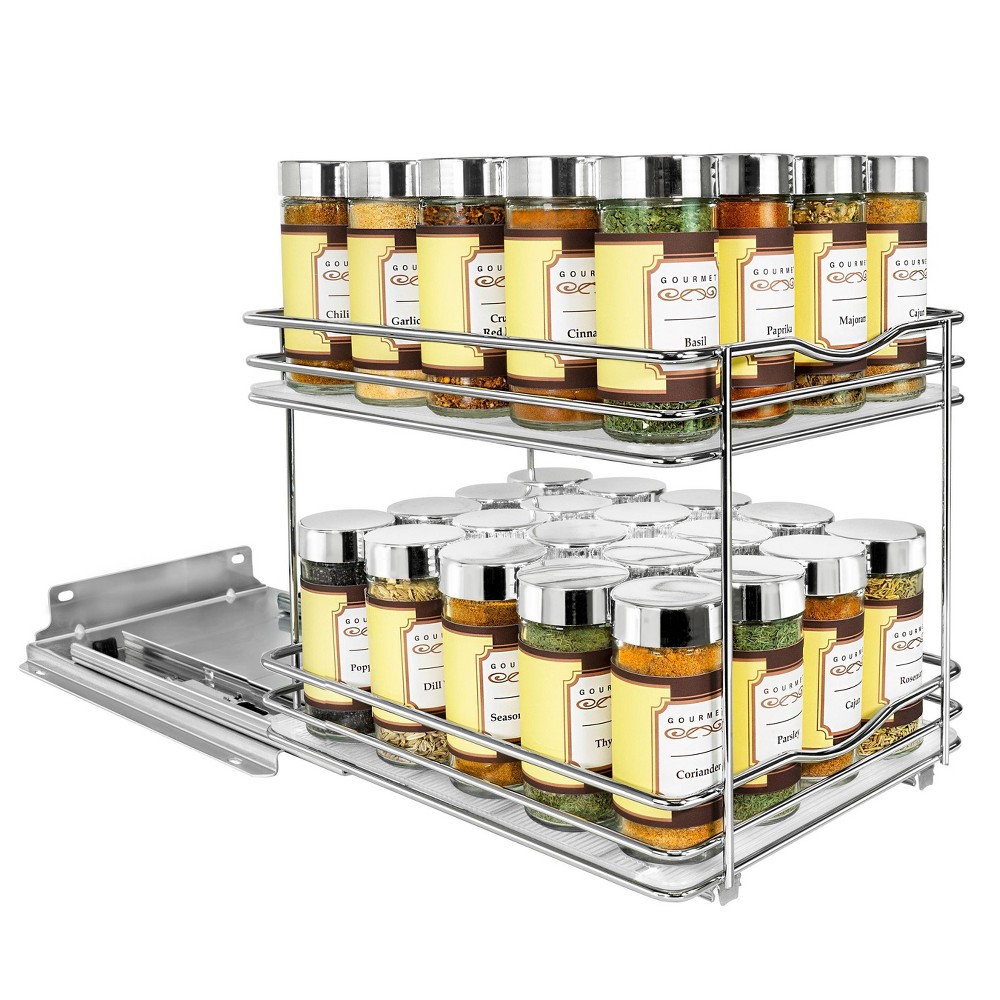 Lynk Professional Slide Out Vertical 8.25 Double Metal Spice Rack Silver