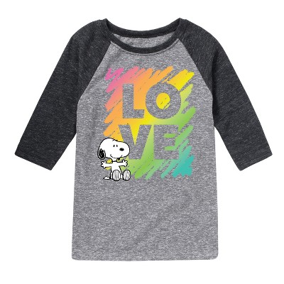 Peanuts Rainbow Love Scribble  - Athletic Heather/Heather Black - 3T
