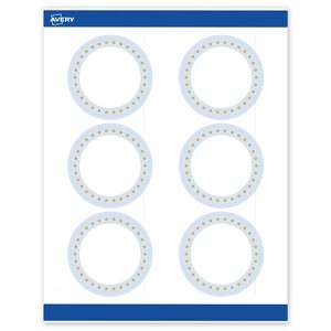 Avery 3" Diameter Labels, Gold Dots with Blue Border, 60 ct - 1 of 4