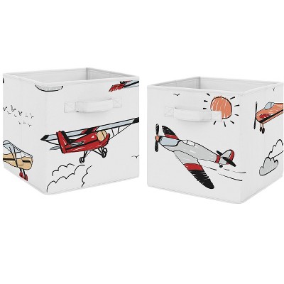 Sweet Jojo Designs Boy Set Of 2 Kids' Decorative Fabric Storage Bins ...