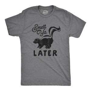 Mens Smell Ya Later T shirt Funny Skunk Graphic Novelty Fart Dad Humor Tee - Crazy Dog Men's T Shirt - 1 of 4