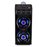 QFX Portable Bluetooth High Power PA Speaker System with (2) 15-inch Woofers, and 1.5 Inch Tweeter, Blue LED Party Lights and Microphone Inputs