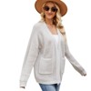 Women's Open Front Kint Cardigan Sweaters Long Sleeve Ribbed Crochet Oversized Cardigans with Pockets - 2 of 4