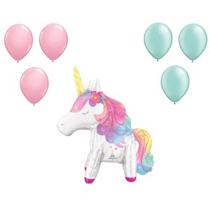 LOONBALLOON Unicorn Theme Balloon Set, 25 Inch Enchanted Unicorn Airfill Decor Balloon and 6x latex balloons - 1 of 1