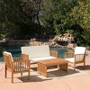 ELJGET Patio Furniture 4 Piece Acacia Wood Outdoor Conversation Sofa Set with Table & Cushions Porch Chairs for Garden, Deck, Backyard - 3 of 4