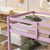 MATEERTY Solid Wooden, Twin Floor Bunk Bed wit Ladder, Upper and Bottom Bed Platforms Crafted with Stregthened Slats Pink - 3 of 4