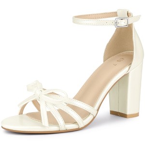 Allegra K Women's Bow Tie Open Toe High Block Heels Sandals - 1 of 4