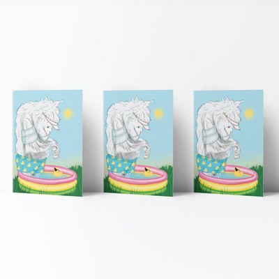Birthday Greeting Card Pack (3ct) "Yeti Pool Party" by Ramus & Co