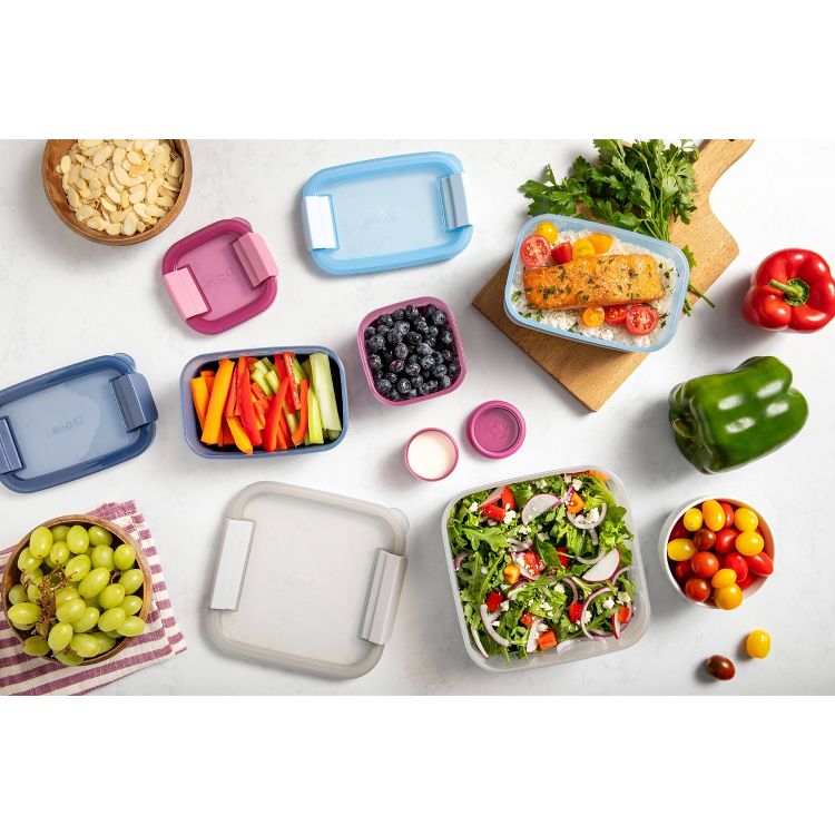 Ello 10pc Plastic Food Storage Container Set with Skid Free Soft Base ...