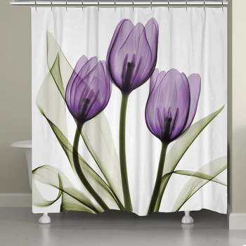 Laural Home Purple X-Ray Tulips Shower Curtain