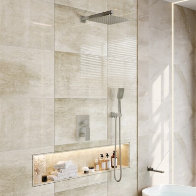 Chrome Large Square Multi-Head Wall Mounted Shower System