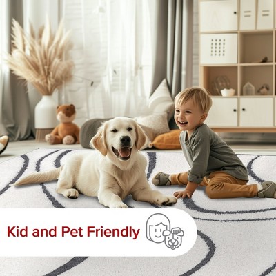 Reversible Beige Shag Rectangular Area Rug with Easy Care