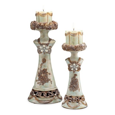 Ok Lighting Vintage Rose Candleholders (Set of 2)