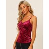 INSPIRE CHIC Women's Velvet V-Neck Ruched Front Party Clubwear Spaghetti Straps Tank Top - 4 of 4