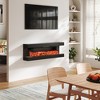 CLIHOME Wall-Mounted 3-Sided Electric Fireplace with LED Lighted Mantel and Remote, Modern Indoor Heating Accent - 3 of 4
