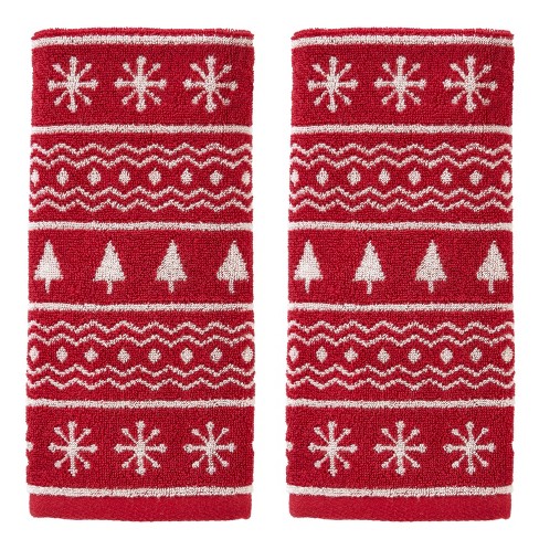 2pc Woodland Winter Hand Towel Set Red - Skl Home : Target