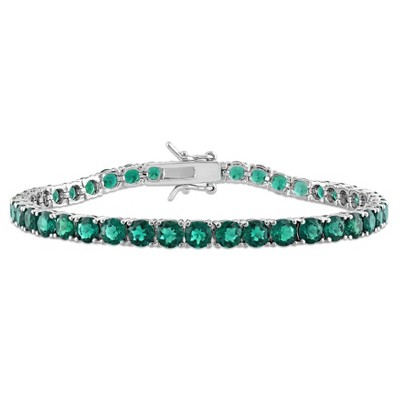 EVERLY JEWELRY | Sterling Silver 10 1/2 CT TGW Created Emerald Bracelet, 7.25-inch