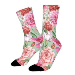 Classical Vintage Floral Rose Women Printed Crew Socks Funny Funky Socks Soft Polyester Novelty Gifts for Artists Men - 1 of 1