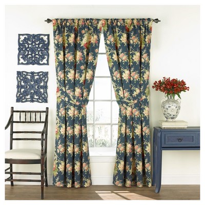 84"x50" Sanctuary Rose Curtain Panel Navy - Waverly