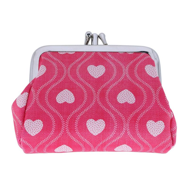 Buxton Women's Swervy Hearts Print Vegan Leather Triple Frame Coin Purse, 1 of 3