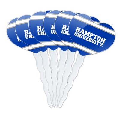 Hampton University HU Stripes Heart Love Cupcake Picks Toppers Decoration Set of 6