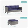 Sonkuki Outdoor 3-Seater Patio Sofa Set Furniture Set Brown/Gray Wicker Rattan with Cushions, Ottomans - 2 of 4