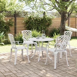 vidaXL Bistro Set White Cast Aluminum Medium Durable Bistro Set - White 4 Piece - 1 of 4
