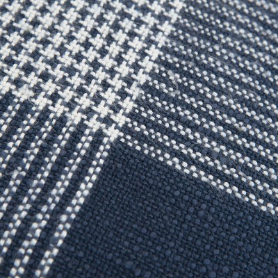 20" Indigo and White Plaid Cotton Throw Pillow